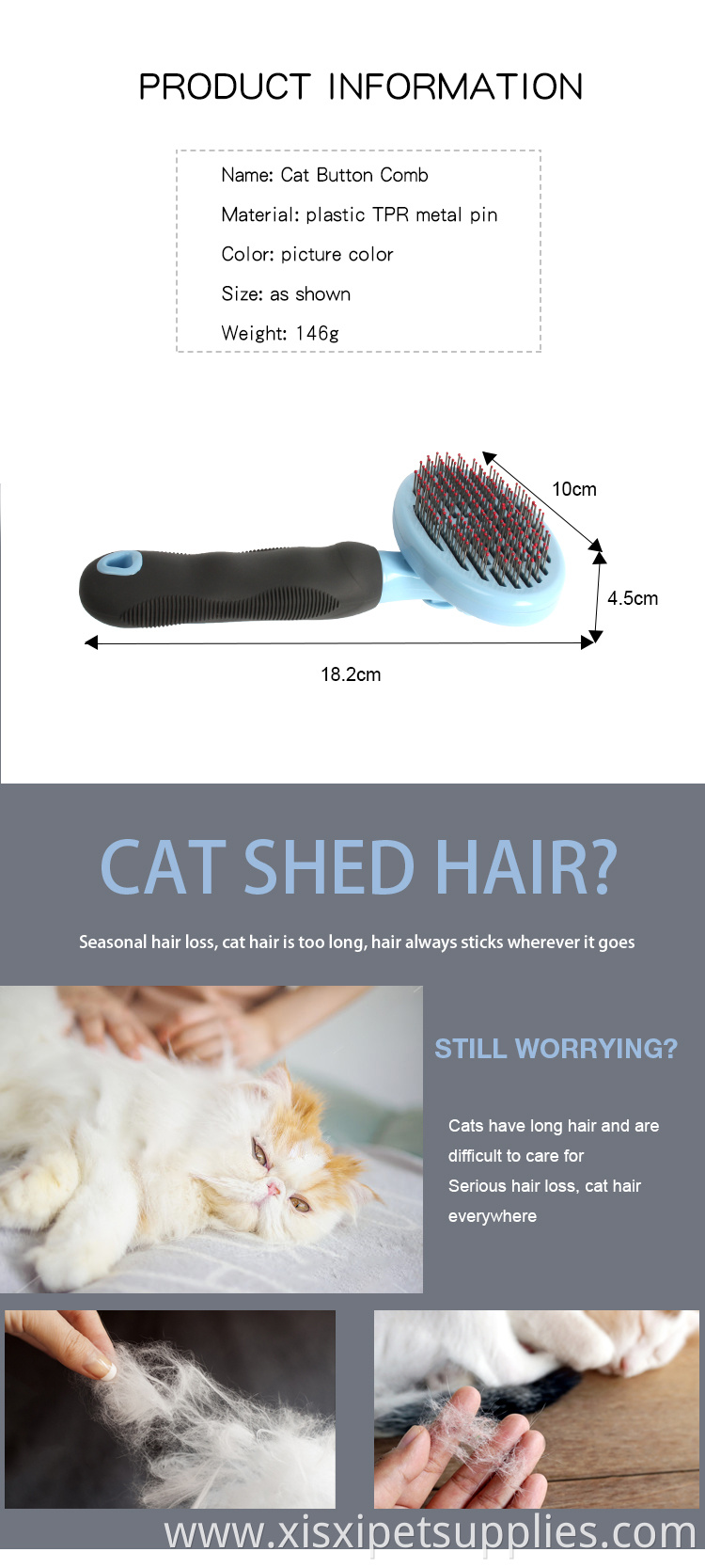 Factory Wholesale Self Cleaning Pet Hair Brush Cat Dog Grooming Slicker Brush With Sticky Beads
